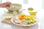 Crema de verduras, pollo y salsa suprema