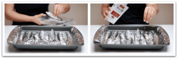 Coloca las sardinas y hornea. Te van a quedar estupendas