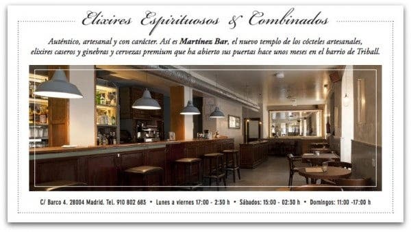 Madrid: Coctelería "Martínez Bar" en Calle Barco nº 4