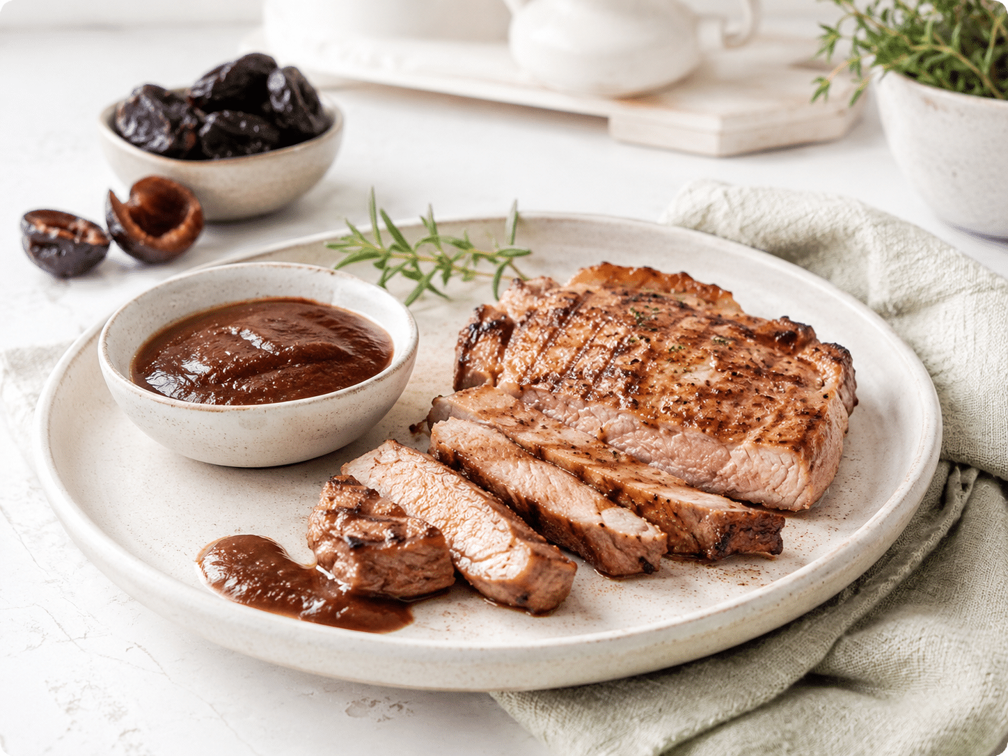 Secreto de cerdo Ibérico con salsa de ciruela
