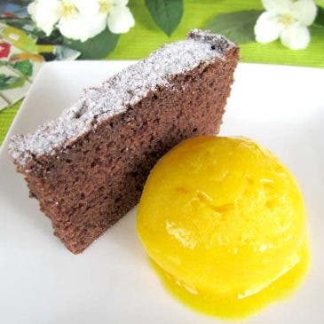 Helado de naranja con murete de chocovino