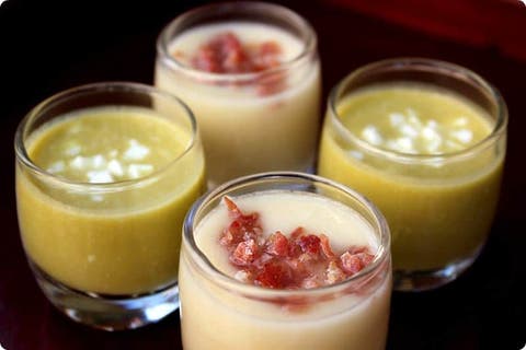 Chupitos de gazpacho de espárragos blancos