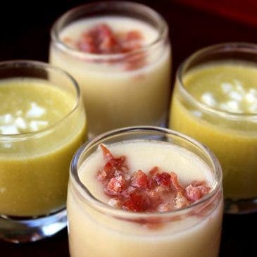 Gazpacho de espárragos verdes en chupitos