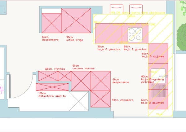 Plano detalle de la cocina