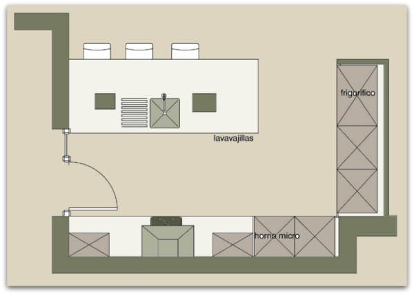 Así queda la cocina en el nuevo plano