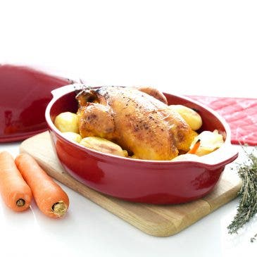Pollo de corral aromatizado y al horno