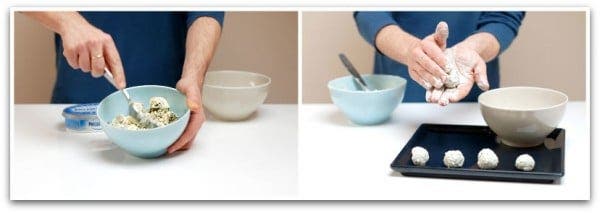 Bolas de queso azul y frutos secos con miel