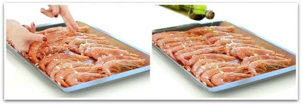 Gambones listos para entrar al horno