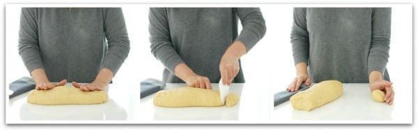 Berlinesas. Una vez hecho el primer leudado corta la masa en porciones