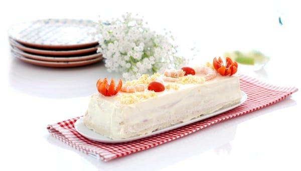 Pastel de verano de pan Bimbo® con langostinos