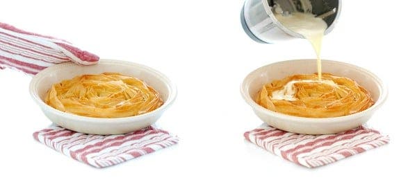 Ruffled milk pie, tras primer horneado y listo con su cremita para volver al horno