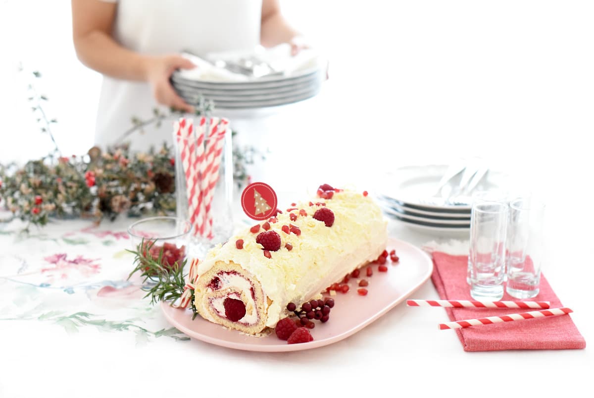 Brazo de gitano con frambuesas