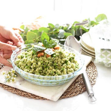 Ensalada de cuscús y guisantes, fresquísima