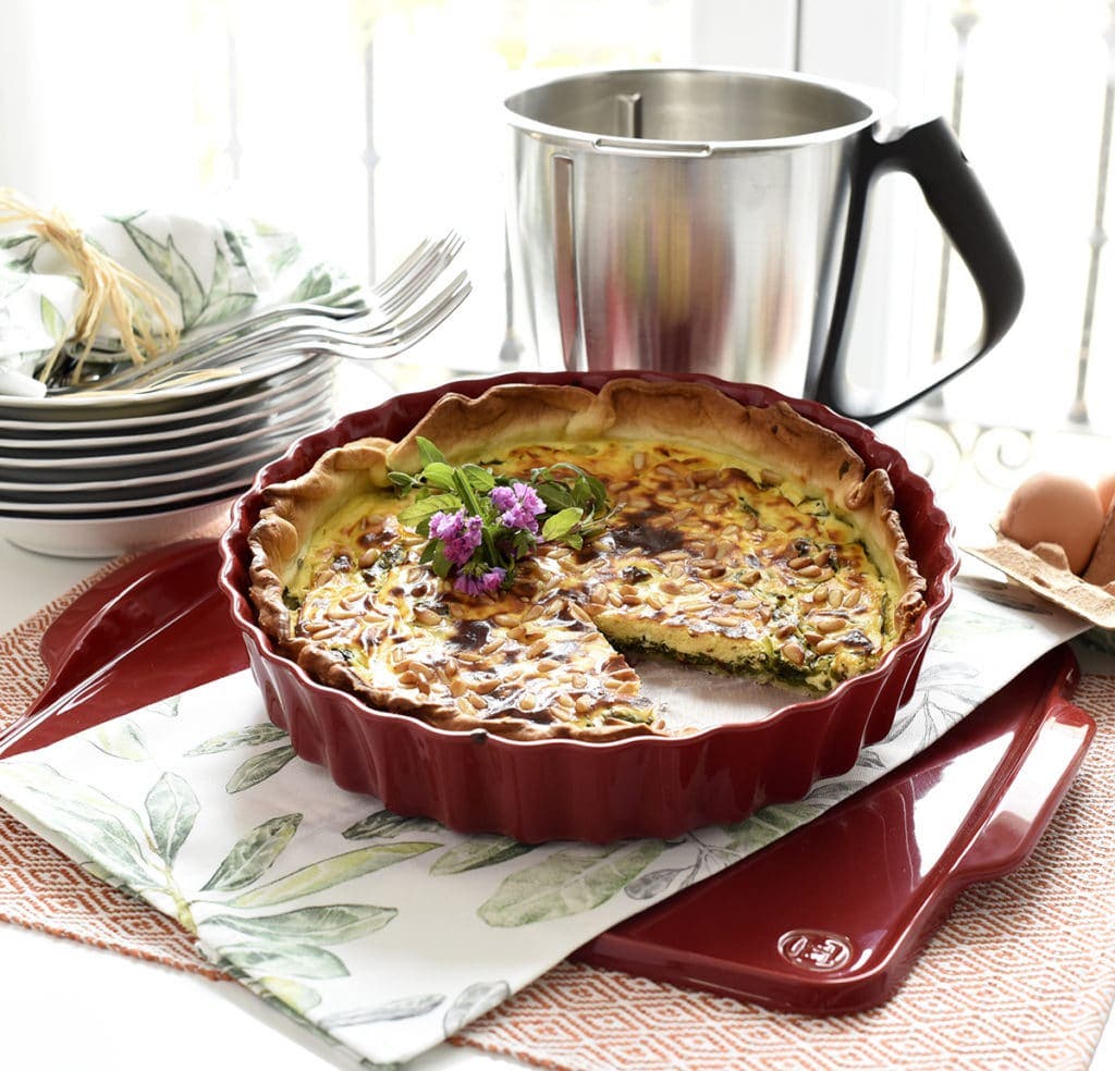 Quiche de espinacas y queso feta, el corte
