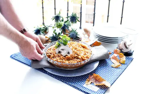 Risotto de setas y sobrasada