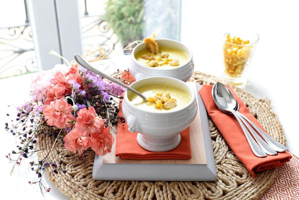 Crema de maíz con curry