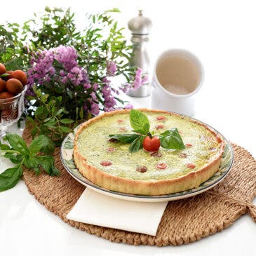 Quiche de pesto y mozzarella