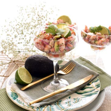 Ceviche de langostinos con aguacate