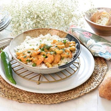 Curry de langostinos con basmati