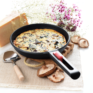 Frittata con queso, setas y espinacas